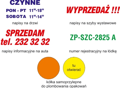 napisy i wzory wycinane z folii